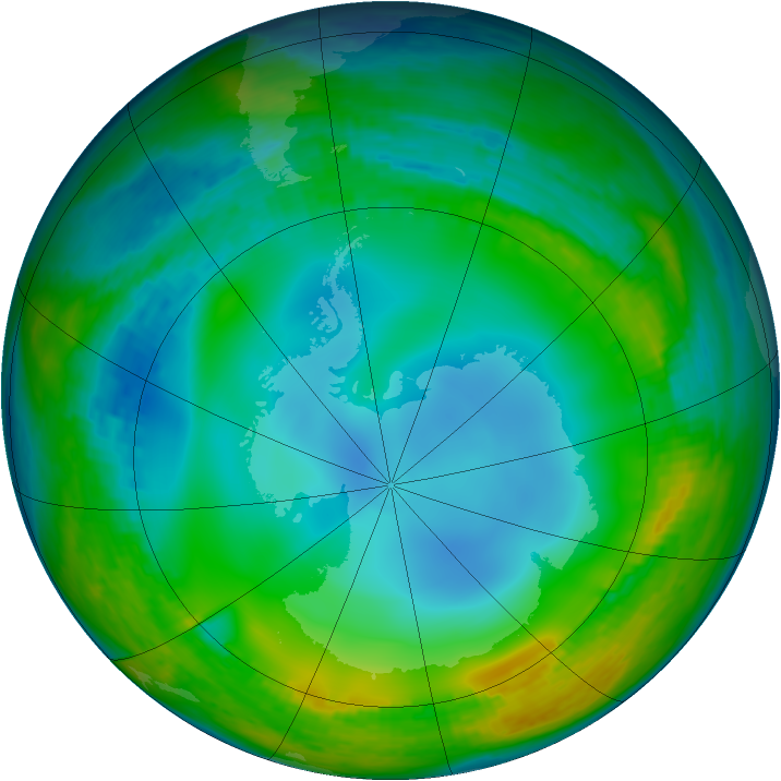 Antarctic ozone map for 03 July 2002